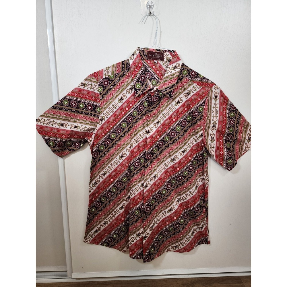New Men's Fashion Indonesian Batik Short Sleeve Shirt Size L - Batik Roebini